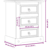 ZNTS Bedside Cabinet Corona 53x39x66 cm Solid Wood Pine 4005659