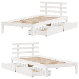 Bed Frame with Drawers without Mattress White75x190 cm 3301995