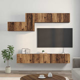 TV Cabinet Set with Drawer 7 pcs Old Wood Engineered Wood 3393486