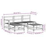 5 Piece Garden Lounge Set White Solid Wood Pine 3186544