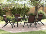 Garden Dining Set 5 pcs Brown Powder-Coated Steel 3379263