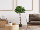 Artificial Bay Laurel Topiary Trees w/ Pot Fake, Set Of 2 120cm/4FT Indoor Greenery Plant Home T3398P344457
