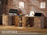 Computer Desk, Writing Table, PC Workstation with 3 Storage Shelves and Drawers, Silver Handle, for T3398P378018