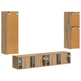 TV Cabinet Set Wall-mounted 4 pcs Artisan Oak Engineered Wood 3409041