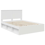 Bed Frame with Headboard White 135 x 190 cm Solid Pine Wood 3411019
