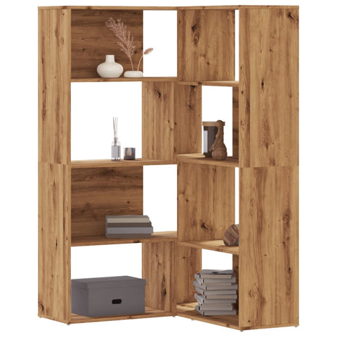 Corner Bookcase 4-Tier Artisian Oak 85x85x140 cm Engineered Wood 3307818