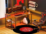 LED Computer Desk, with Power Outlets and Shelves - Rustic Brown T3398P328319