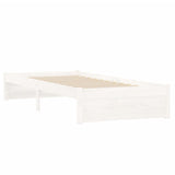 Bed Frame without Mattress White Solid Wood 75x190 cm Small Single 814910