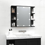 Mirror Cabinet with LED Black 70x16.5x60 cm 833536