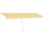 ZNTS Freestanding Manual Retractable Awning 600x350 cm Yellow/White 3069678