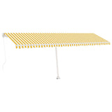 ZNTS Freestanding Manual Retractable Awning 600x350 cm Yellow/White 3069678