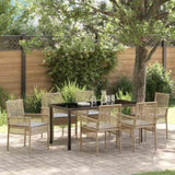 Garden Dining Set with Cushion 7 pcs Beige Poly Rattan 3379888