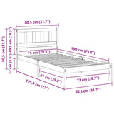 Bed Frame with Headboard Brown 75 x 190 cm Solid Pine Wood 872257