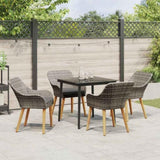 Garden Dining Set with Cushion 5 pcs Grey Poly Rattan 3261678