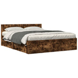Bed Frame with Headboard without Mattress Smoked Oak 160x200 cm 3295552