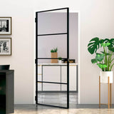 Interior Door Black 93x201.5 cm Tempered Glass&Aluminium 153660