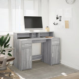 Desk with LED Lights Grey Sonoma 120x55x91 cm Engineered Wood 3309416