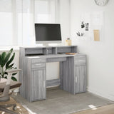 Desk with LED Lights Grey Sonoma 120x55x91 cm Engineered Wood 3309416