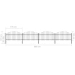 ZNTS Garden Fence with Spear Top Steel x6.8 m Black 277724