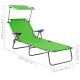 Outdoor Sunbed Green Powder-coated steel and fabric 310335
