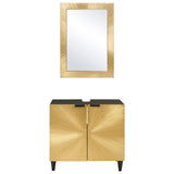 Bathroom Cabinet Set 2 pcs Black and Brass Solid Mango Wood 3310024