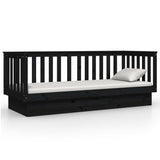 Day Bed without Mattress Black 75x190 cm Small Single Solid Wood Pine 821578