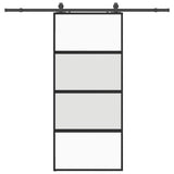 Sliding Door with Hardware Set Black 90x205 cm Tempered Glass 3375970