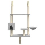 Wall-mounted Cat Tree with Scratching Post Light Grey 153 cm 172405
