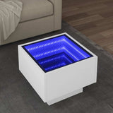 Side Table with LED White 40x40x30 cm Engineered Wood 847497