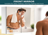 Bathroom Mirror Cabinet, Stainless Steel Wall Mounted Bathroom Storage Cabinet with Double Doors, T3398P330389