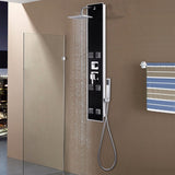 Shower Panel Unit Glass 18x42.1x120 cm Black 142991