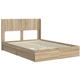 Bed Frame with Storage and Headboard Sonoma Oak 140 x 190 cm 3414385