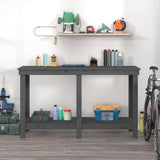 Work Bench Grey 140x50x80 cm Solid Wood Pine 822508