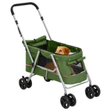 Folding Dog Stroller Green 100x49x96 cm Linen Fabric 172204