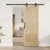 Sliding Door Natural and Black 73.5 x 198.5 cm Solid Pine Wood 3333494