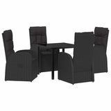 Garden Dining Set with Cushion 5 pcs Black Poly Rattan 3379521