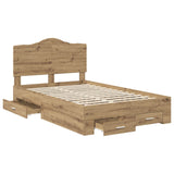 Bed Frame with Drawer Artisan Oak 120 x 200 cm Engineered Wood 3413629