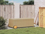 Garden Storage Box with Wheels Mix Beige 190L Poly Rattan 365327