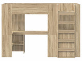 Loft Bed Frame with Desk Sonoma Oak 75 x 190 cm Engineered Wood 3410429