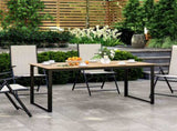 Garden Table for 6 People, 160 x 80 x 75 cm Rectangle Outdoor Dining Table with Slatted Top, Metal T3398P328008