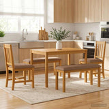 Dining Set 5 pcs Grey Solid Oak Wood 3430275