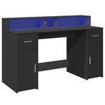 Desk with LED Lights Black 140x55x91 cm Engineered Wood 3309421