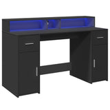 Desk with LED Lights Black 140x55x91 cm Engineered Wood 3309421