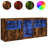 Sideboard with LED Lights Smoked Oak 162x37x67 cm 3209034
