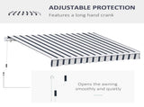 Manual Retractable Awning, 4x3 m-Blue/White T3398P310350