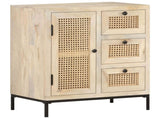 Sideboard 60x35x70 cm Solid Mango Wood and Natural Cane 323508