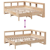 Bookcase Bed without Mattress 150x200 cm King Size Solid Wood Pine 3324418