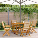 ZNTS 5 Piece Garden Dining Set Beige Polypropylene and Solid Wood 3281699