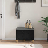 Hall Bench Black Oak 60 x 38 x 46 cm Engineered Wood and Fabric 891521