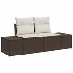 Garden Sofa with Cushion Brown 123 x 62 x 69cm Poly Rattan 42006803